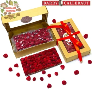 Молочный шоколад с сублимированной малиной в подарочной упаковке loading=