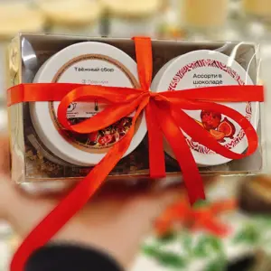 купить Дуэт вкусов: Таёжный сбор (чёрн) и фруктовое ассорти в шоколаде