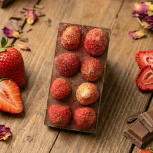 Молочный шоколад с сублимированной клубникой loading=